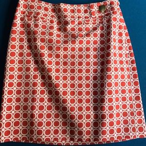 Talbots 4P Orange/WhiteGeo-Print  Skirt